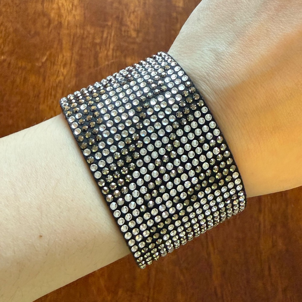 Swarovski Black and Silver Zebra-Print Wrap Bracelet